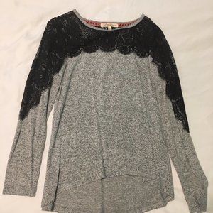 Black Lace and grey Sweater